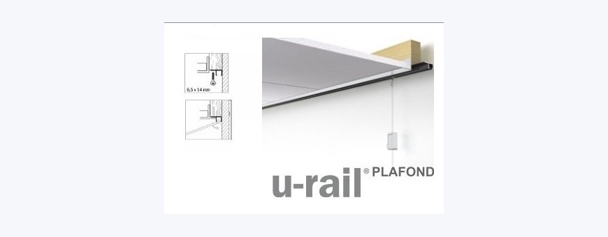 Cimaise, Cimaises, cimaise pour tableaux STAS U-Rail pour un accrochage au  plafond simple, rapide et